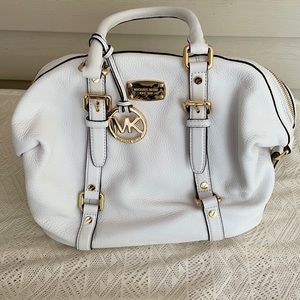 Michael Kors Bedford Bowler Bag White Leather